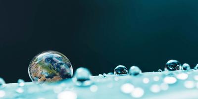 Globe and water drops